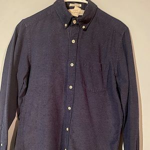 L.O.G.G. navy heather solid flannel long-sleeve dress shirt